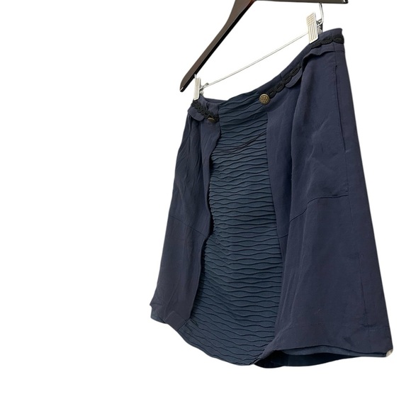 “Girls from Savoy” 10 (Anthropologie) Navy Blue Skirt with gold button nautical - Picture 2 of 16